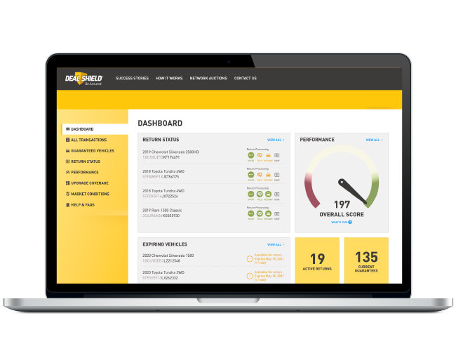 DealShield Dealer Dashboard on laptop